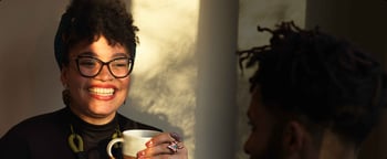 Smiling Lady Drinking Coffee
